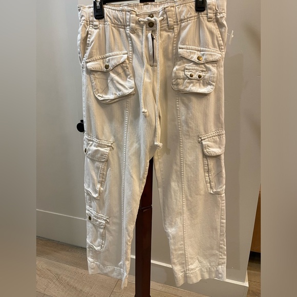 Free People Tahiti Cargo Pants Green Utility Low Rise In Tofu Ivory Size S - Picture 6 of 17